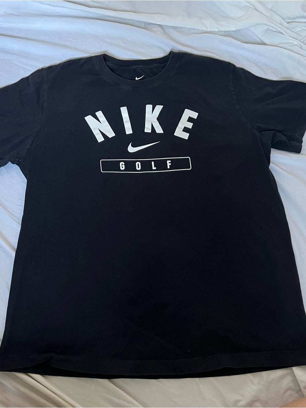 Nike Black Short Sleeve Tee with White Golf Logo